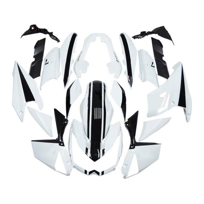 Kawasaki Z1000 Fairings (2010-2013) White, Black Stripe Clear Windscreen: Free Bolt Kit: No Seat Cowl: No