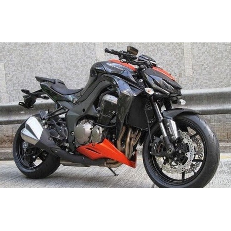 Kawasaki Z1000 Fairings (2014-2019) Black, Orange Clear Windscreen: Free Bolt Kit: No