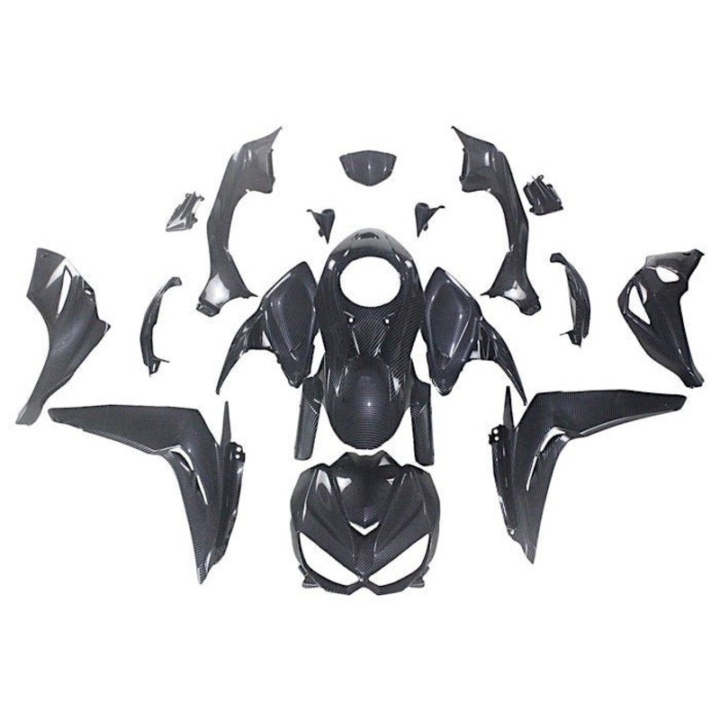 Kawasaki Z1000 Fairings (2014-2019) Faux Carbon Fiber Clear Windscreen: Free Bolt Kit: No