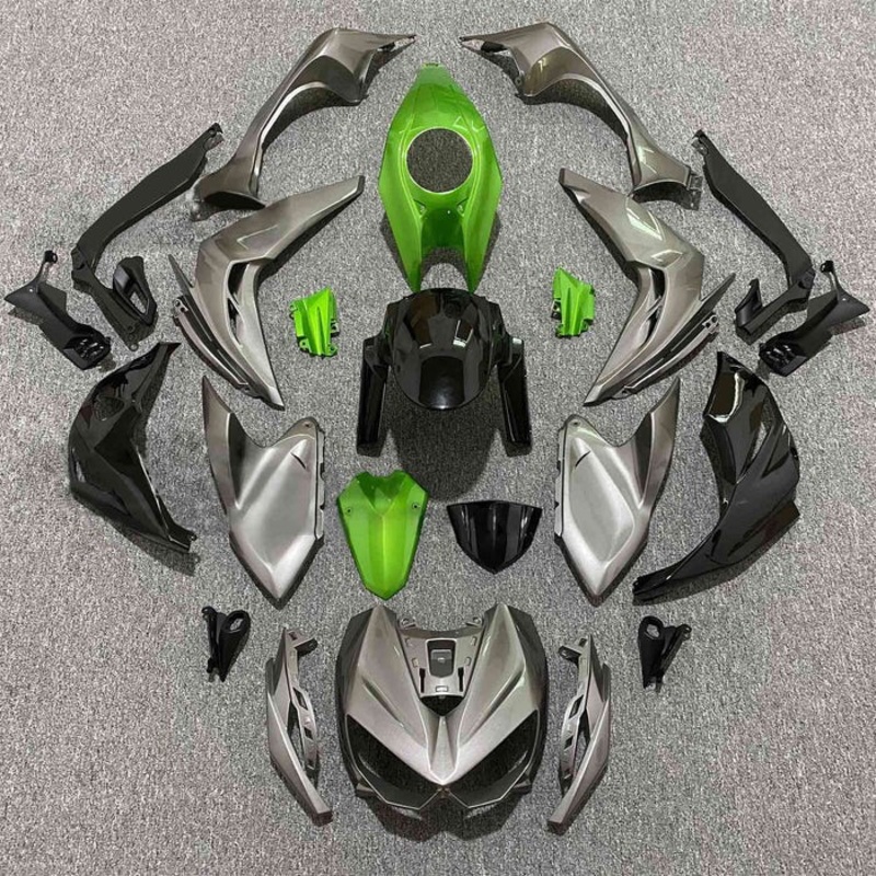 Kawasaki Z1000 Fairings (2014-2019) Gray, Black, Green Clear Windscreen: Free Bolt Kit: No