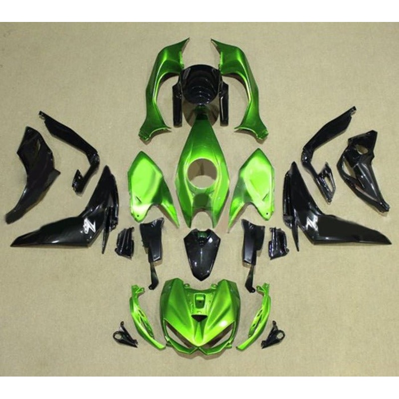 Kawasaki Z1000 Fairings (2014-2019) Green, Black Clear Windscreen: Free Bolt Kit: No
