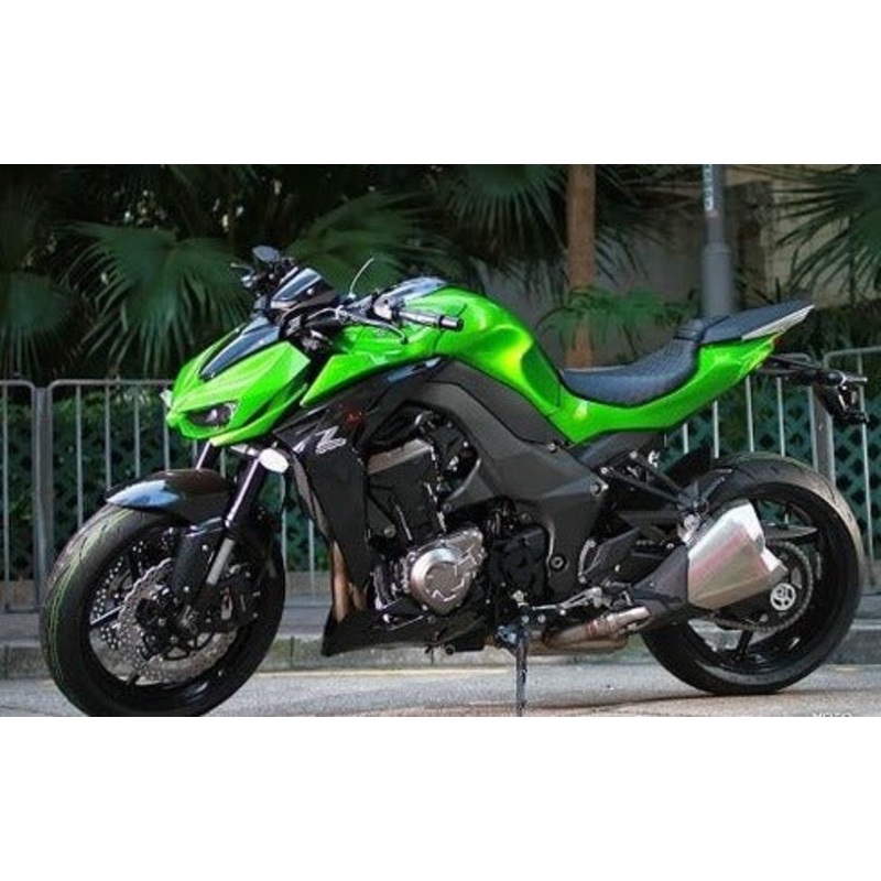 Kawasaki Z1000 Fairings (2014-2019) Green Clear Windscreen: Free Bolt Kit: No