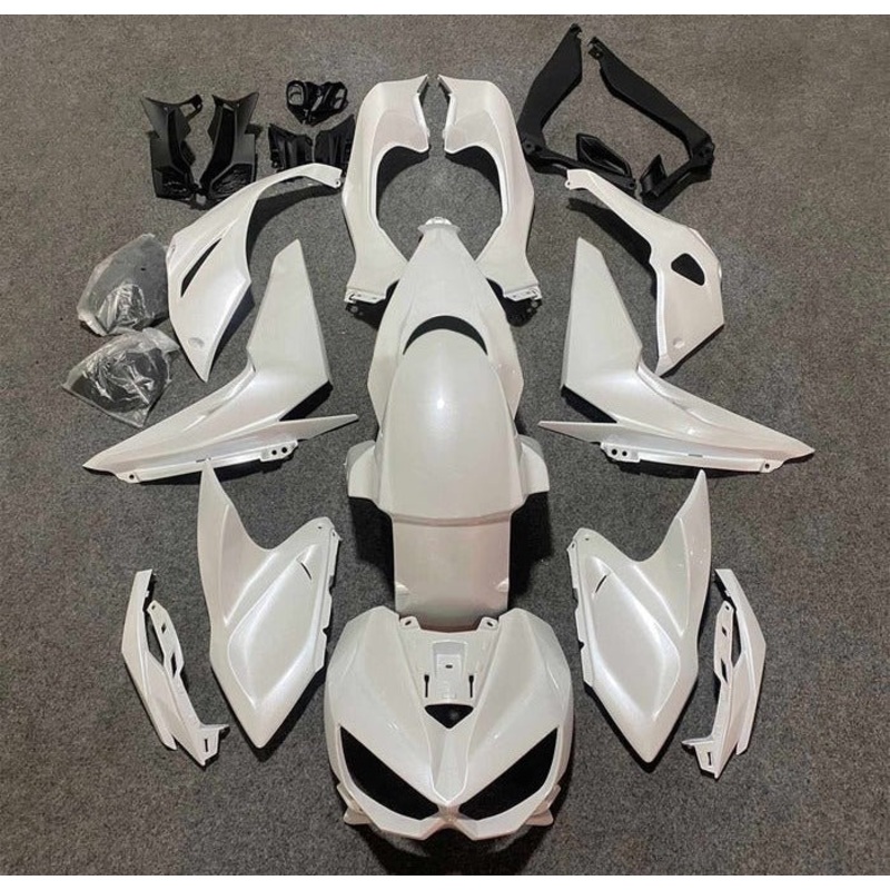 Kawasaki Z1000 Fairings (2014-2019) Pearl White Clear Windscreen: Free Bolt Kit: No