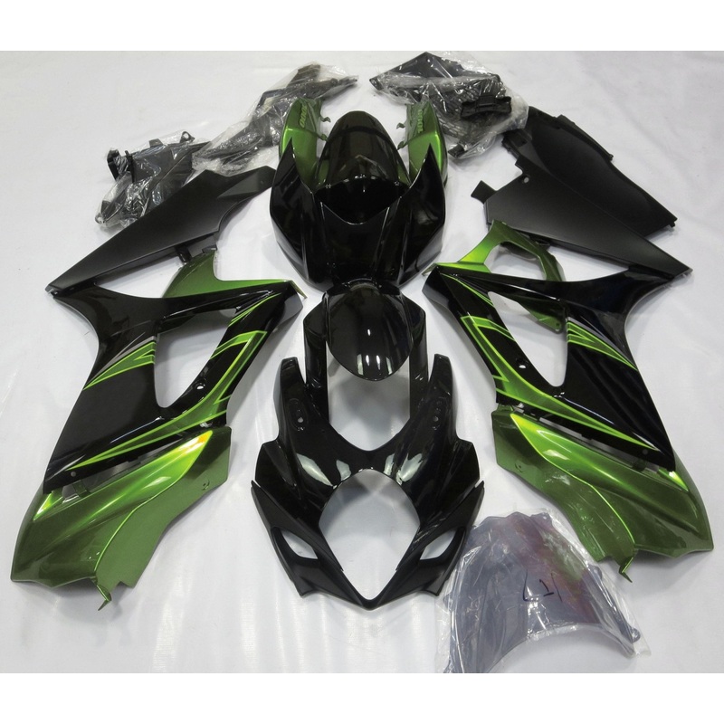 Suzuki GSXR1000 (2007-2008) Green & Black Fairings No Seat Cowl No Bolt Kit No Tank