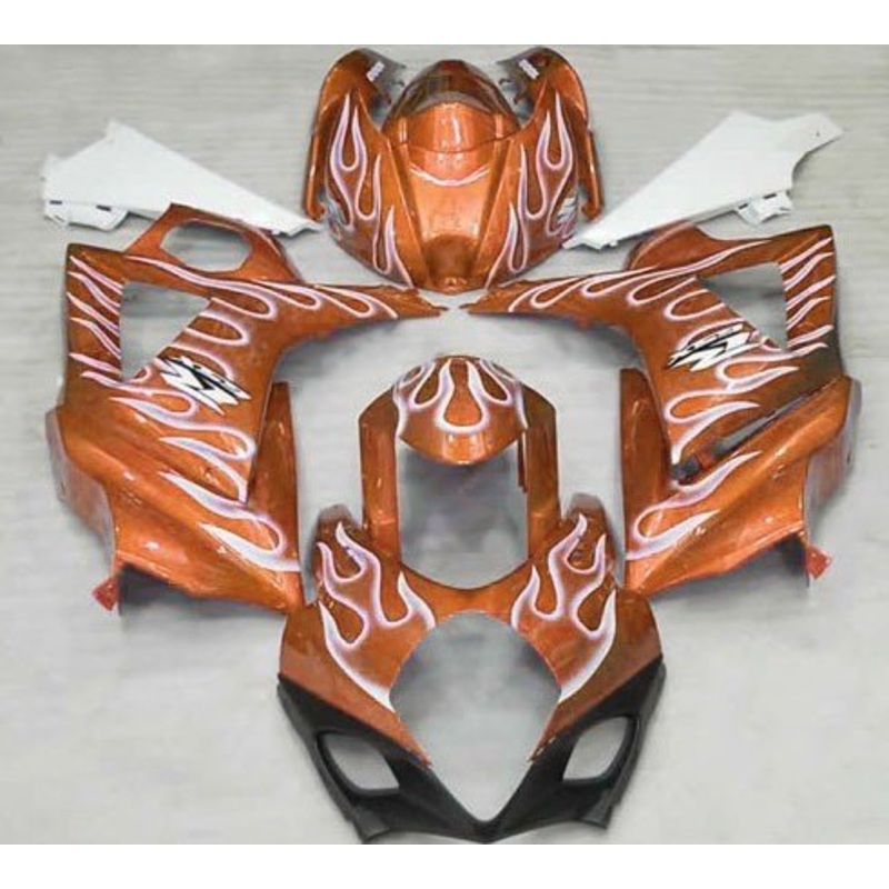 Suzuki GSXR1000 (2007-2008) Orange & White Flame Fairings No Seat Cowl No Bolt Kit No Tank