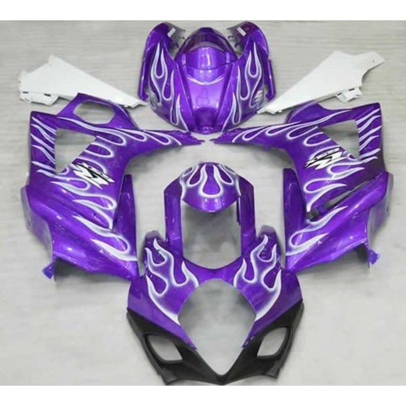 Suzuki GSXR1000 (2007-2008) Purple & White Flame Fairings No Seat Cowl No Bolt Kit No Tank