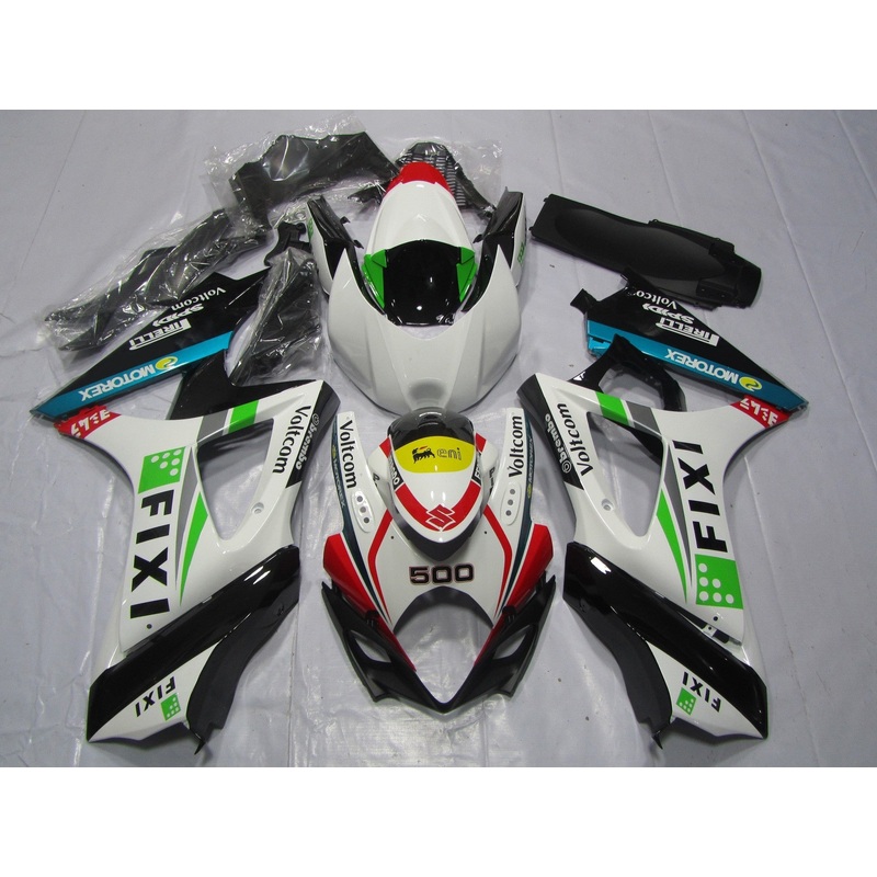 Suzuki GSXR1000 (2007-2008) White Fixi Fairings No Seat Cowl No Bolt Kit No Tank