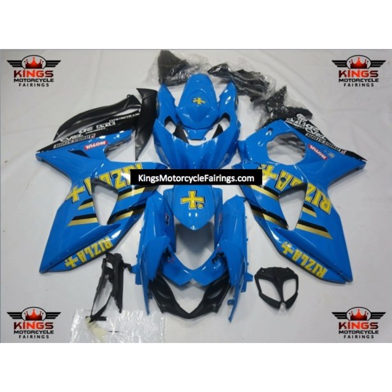 Suzuki GSXR1000 (2009-2016) Blue, Yellow, Black & Gold Rizla Fairings Clear Windscreen: Free No Seat Cowl No Bolt Kit
