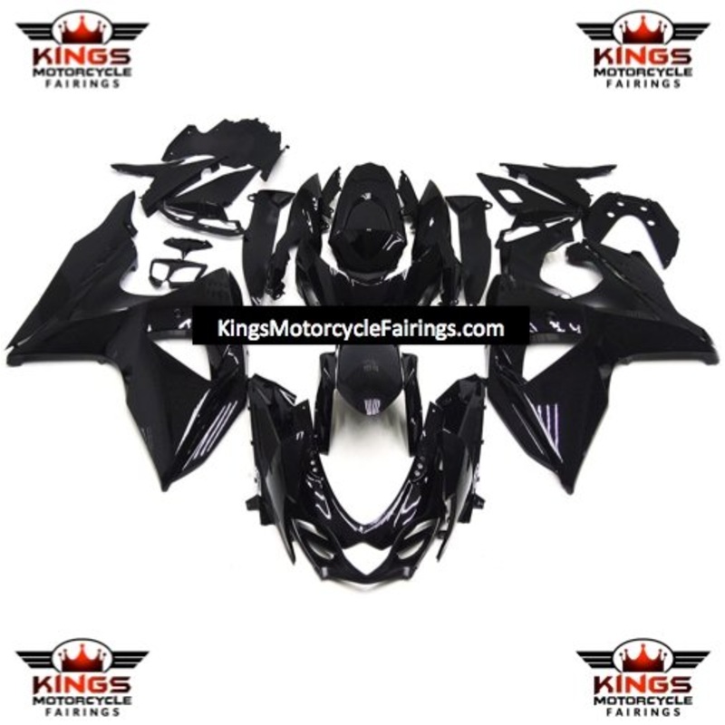 Suzuki GSXR1000 (2009-2016) Gloss Black Fairings Clear Windscreen: Free No Seat Cowl No Bolt Kit