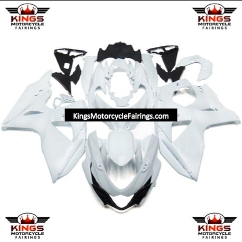 Suzuki GSXR1000 (2009-2016) Gloss White Fairings Clear Windscreen: Free No Seat Cowl No Bolt Kit