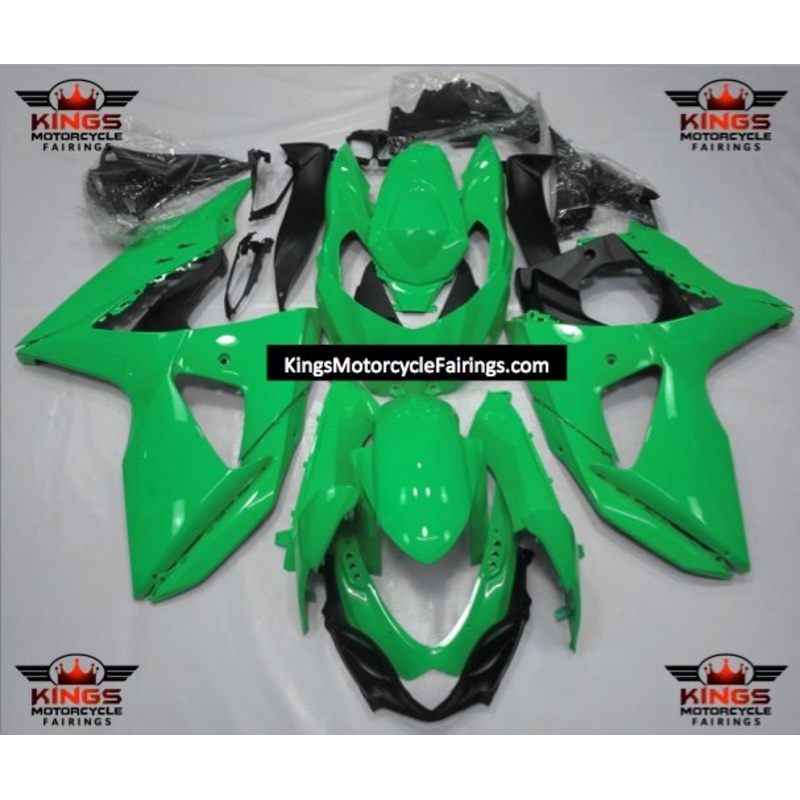Suzuki GSXR1000 (2009-2016) Green Fairings Clear Windscreen: Free No Seat Cowl No Bolt Kit