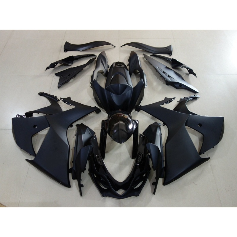 Suzuki GSXR1000 (2009-2016) Matte Black Fairings Clear Windscreen: Free No Seat Cowl No Bolt Kit