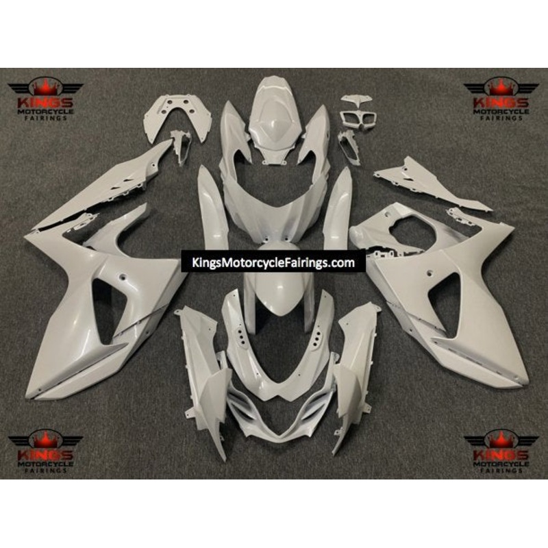 Suzuki GSXR1000 (2009-2016) Pearl White Fairings Clear Windscreen: Free No Seat Cowl No Bolt Kit