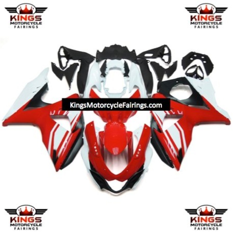 Suzuki GSXR1000 (2009-2016) Red, White & Black Fairings Clear Windscreen: Free No Seat Cowl No Bolt Kit