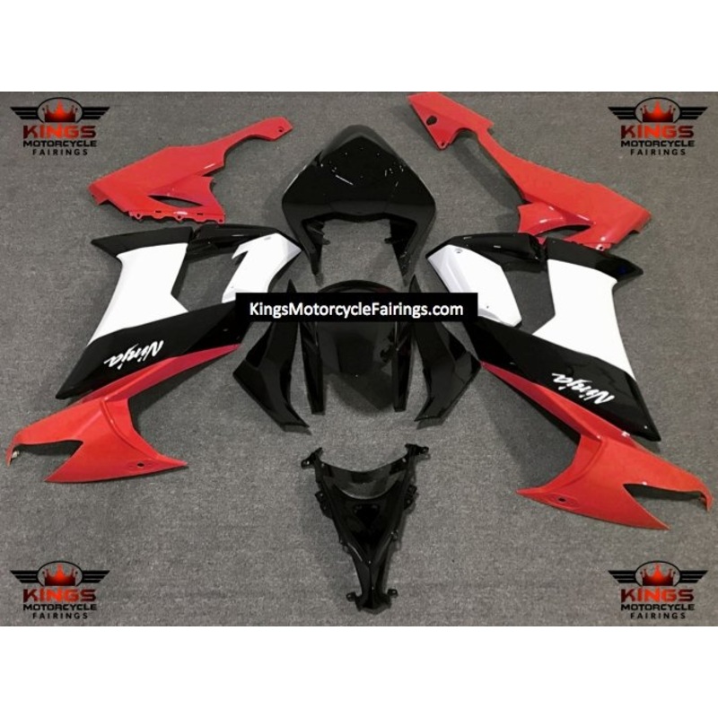 Fairing kit for a Kawasaki Ninja ZX10R (2008-2010) Black, Red & White Clear Windscreen: Free No Seat Cowl No Bolt Kit