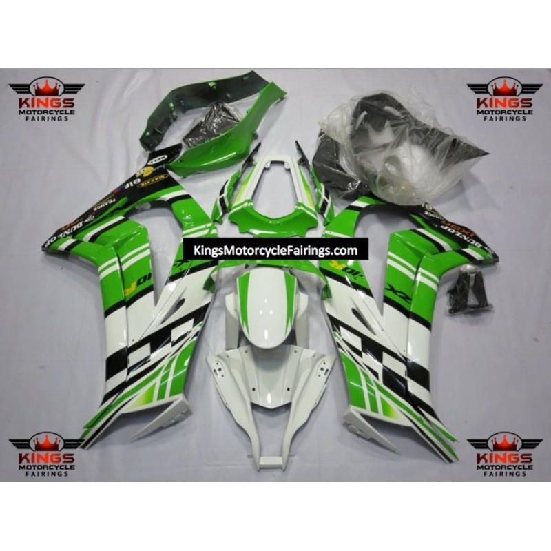 Fairing kit for a Kawasaki Ninja ZX10R (2011-2015) Green, White, Black & Yellow No Seat Cowl No Bolt Kit No Tank