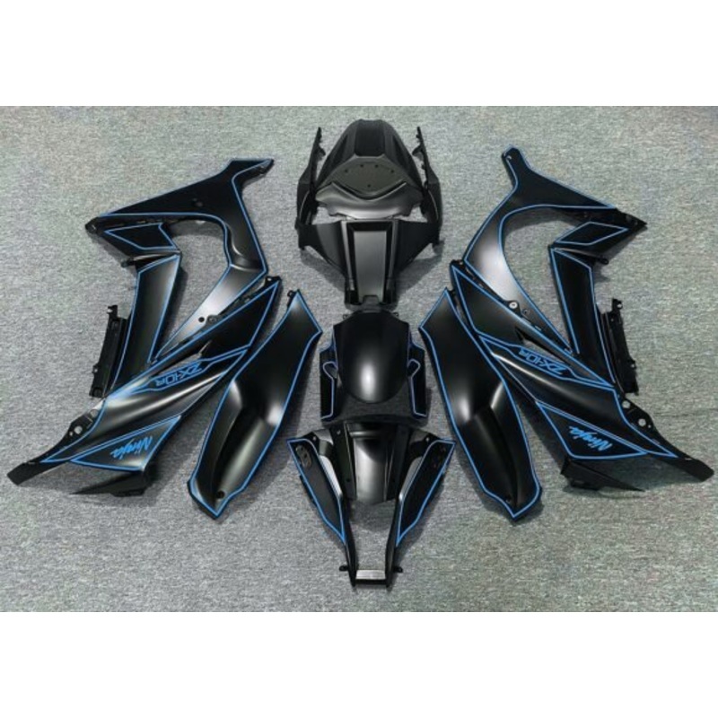 Fairing kit for a Kawasaki Ninja ZX10R (2011-2015) Matte Black, Blue No Seat Cowl No Bolt Kit No Tank