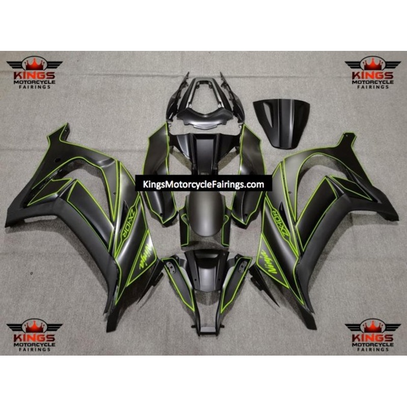 Fairing kit for a Kawasaki Ninja ZX10R (2011-2015) Matte Black & Neon Green No Seat Cowl No Bolt Kit No Tank
