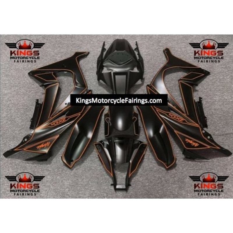 Fairing kit for a Kawasaki Ninja ZX10R (2011-2015) Matte Black & Orange No Seat Cowl No Bolt Kit No Tank