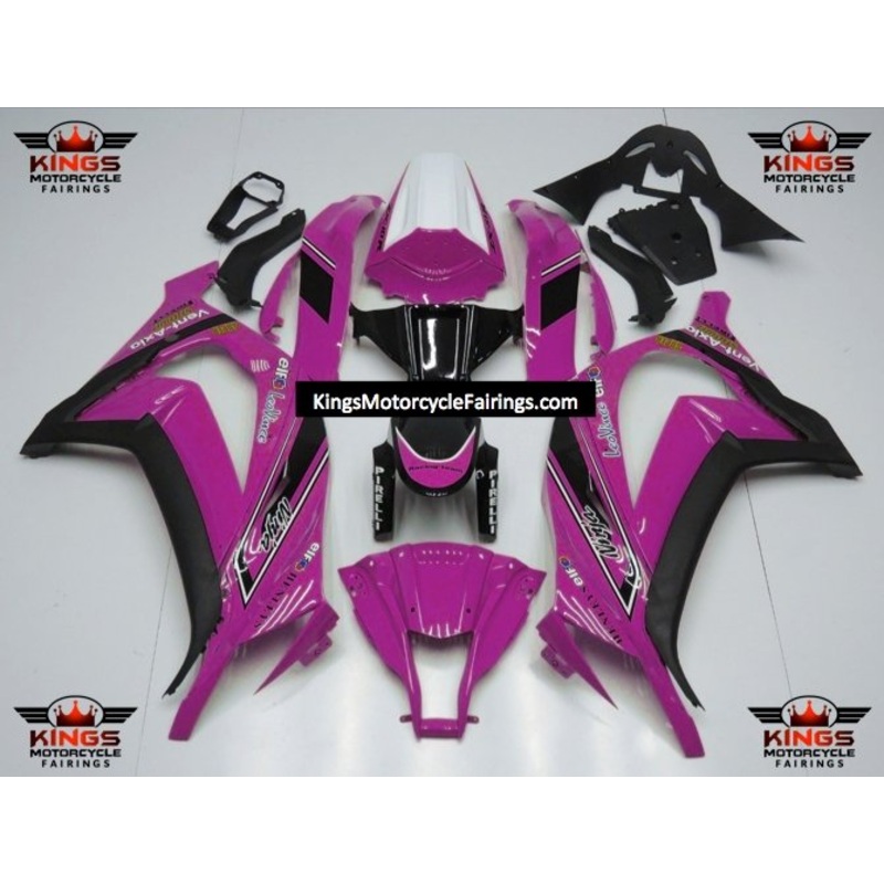 Fairing kit for a Kawasaki Ninja ZX10R (2011-2015) Pink, Black & White No Seat Cowl No Bolt Kit No Tank