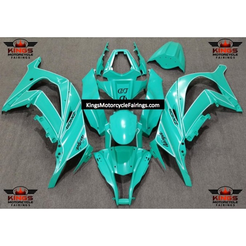 Fairing Kit for a Kawasaki Ninja ZX10R (2011-2015) Turquoise Blue, White & Black No Seat Cowl No Bolt Kit No Tank