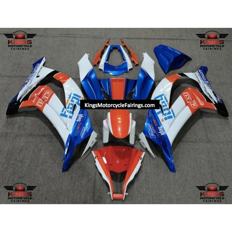 Fairing Kit for a Kawasaki Ninja ZX10R (2011-2015) White, Blue & Orange No Seat Cowl No Bolt Kit No Tank