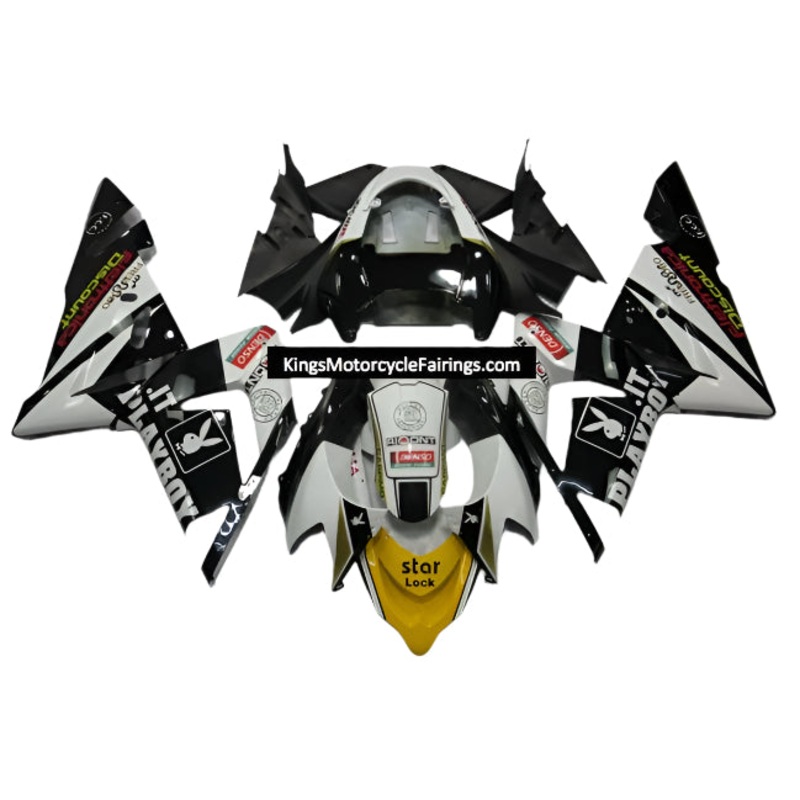 Fairing kit for a Kawasaki ZX10R (2004-2005) Black, White Playboy No Seat Cowl No Bolt Kit No Tank