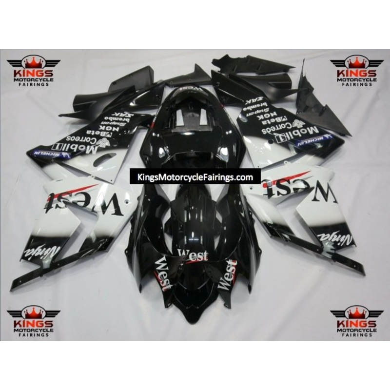 Fairing kit for a Kawasaki ZX10R (2004-2005) Black & White West No Seat Cowl No Bolt Kit No Tank