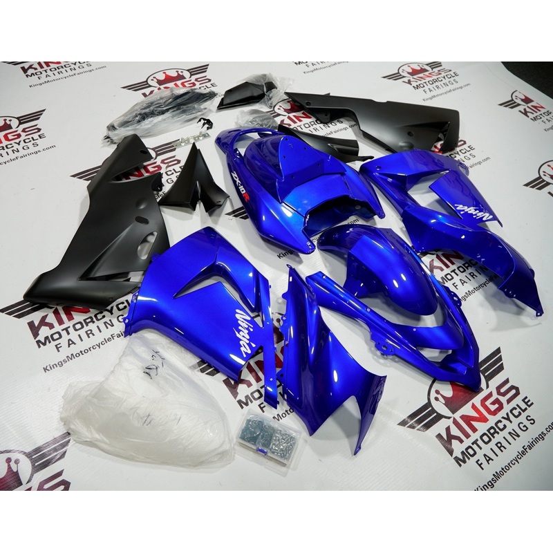 Fairing kit for a Kawasaki ZX10R (2004-2005) Blue & Matte Black No Seat Cowl No Bolt Kit No Tank