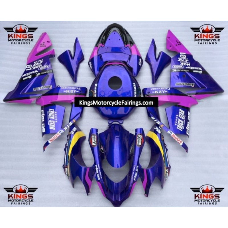 Fairing kit for a Kawasaki ZX10R (2004-2005) Blue, Pink, White, Black & Yellow No Seat Cowl No Bolt Kit No Tank