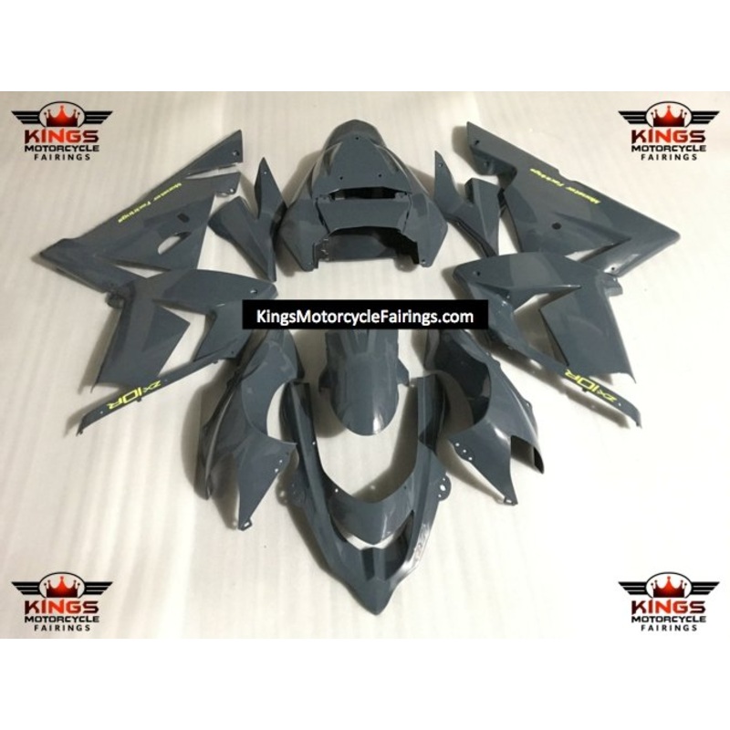 Fairing kit for a Kawasaki ZX10R (2004-2005) Dark Nardo Gray, Yellow No Seat Cowl No Bolt Kit No Tank