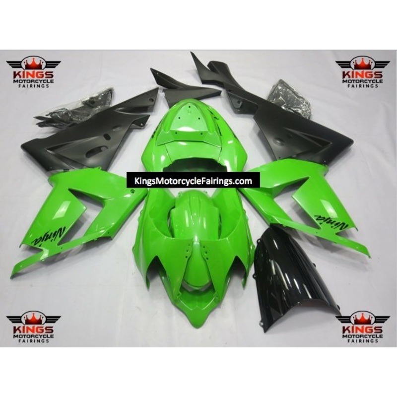Fairing kit for a Kawasaki ZX10R (2004-2005) Green & Matte Black No Seat Cowl No Bolt Kit No Tank