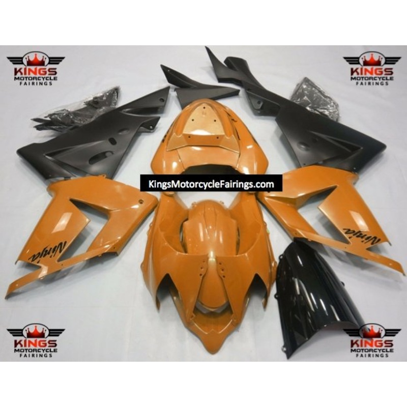Fairing kit for a Kawasaki ZX10R (2004-2005) Light Orange & Matte Black No Seat Cowl No Bolt Kit No Tank