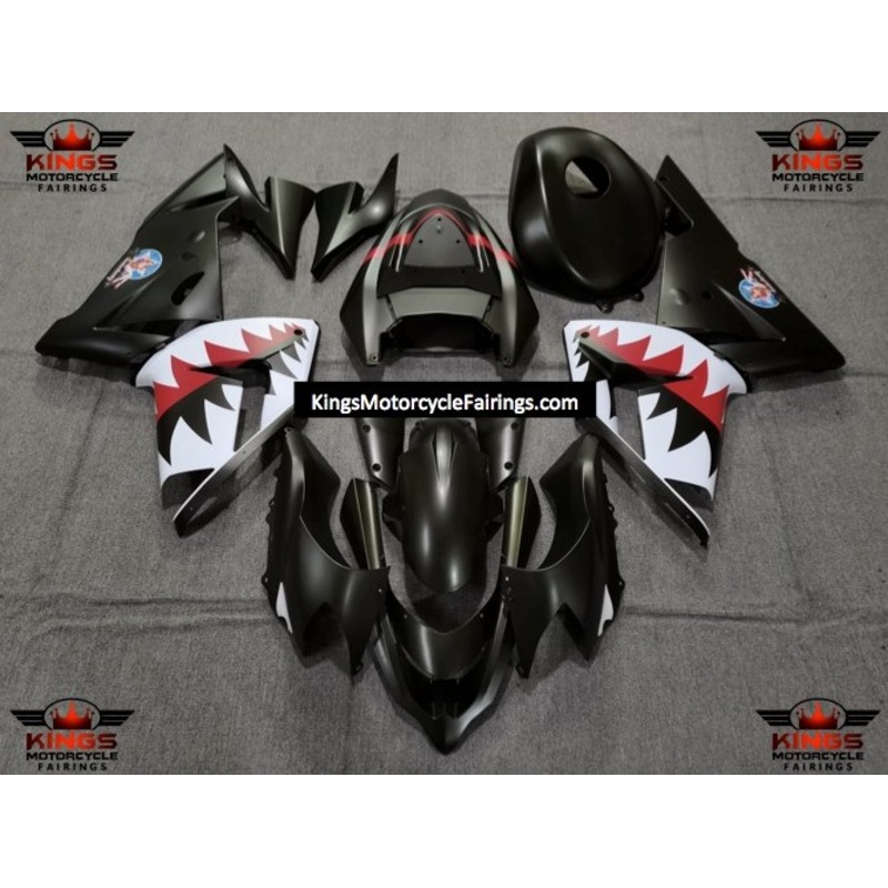 Fairing kit for a Kawasaki ZX10R (2004-2005) Matte Black Flying Tiger Bomber No Seat Cowl No Bolt Kit No Tank