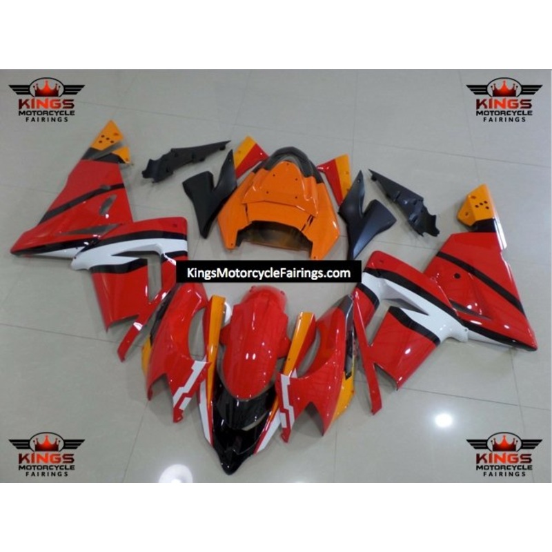 Fairing kit for a Kawasaki ZX10R (2004-2005) Orange, Red, Black & White No Seat Cowl No Bolt Kit No Tank
