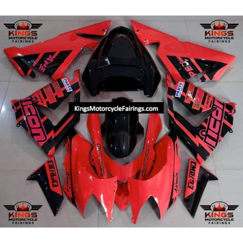 Fairing kit for a Kawasaki ZX10R (2004-2005) Red & Black No Seat Cowl No Bolt Kit No Tank