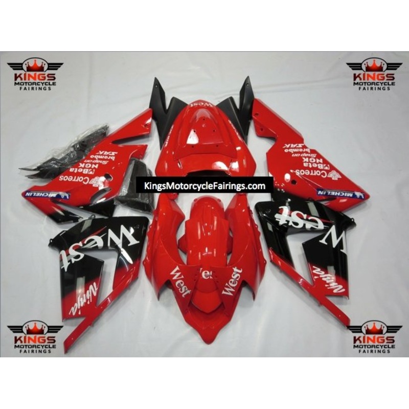 Fairing kit for a Kawasaki ZX10R (2004-2005) Red, Black & White West No Seat Cowl No Bolt Kit No Tank