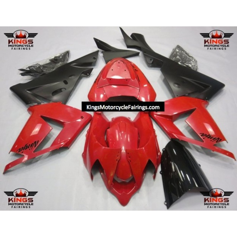 Fairing kit for a Kawasaki ZX10R (2004-2005) Red & Matte Black No Seat Cowl No Bolt Kit No Tank