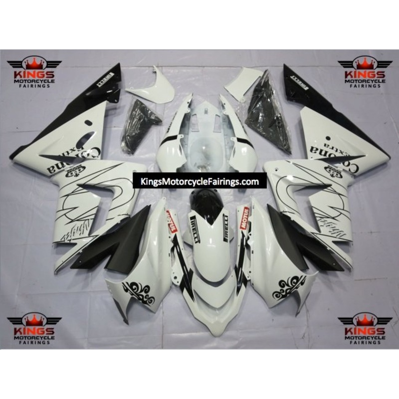 Fairing kit for a Kawasaki ZX10R (2004-2005) White & Black Tribal Corona No Seat Cowl No Bolt Kit No Tank