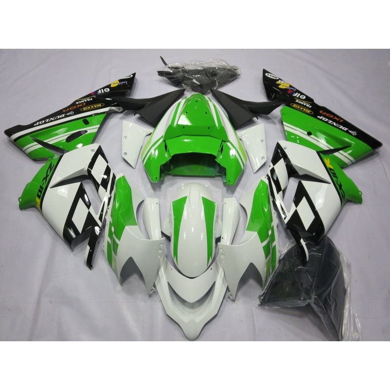 Fairing kit for a Kawasaki ZX10R (2004-2005) White & Green No Seat Cowl No Bolt Kit No Tank