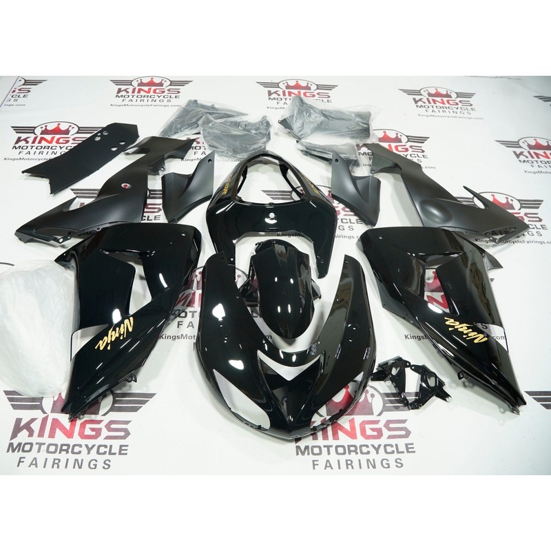 Fairing Kit For A Kawasaki ZX10R (2006-2007) Black, Gold & Matte Black Clear Windscreen: Free No Seat Cowl No Bolt Kit
