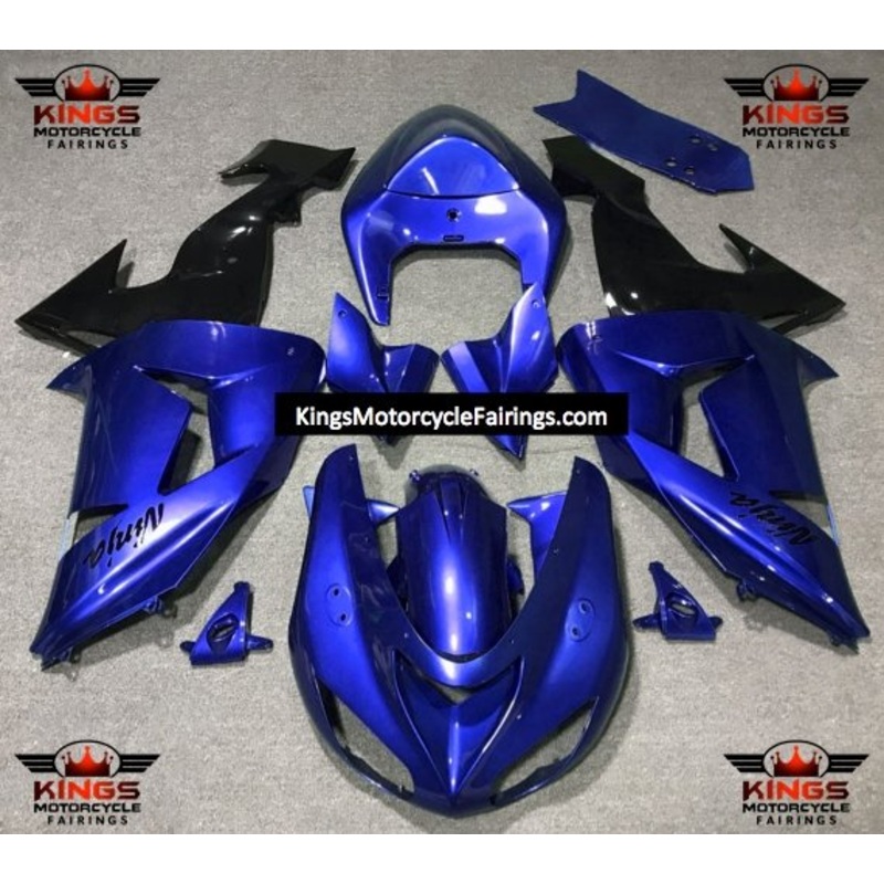 Fairing Kit For A Kawasaki ZX10R (2006-2007) Blue & Black Clear Windscreen: Free No Seat Cowl No Bolt Kit