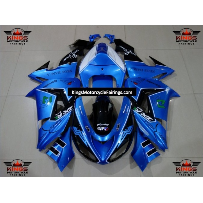 Fairing Kit For A Kawasaki ZX10R (2006-2007) Blue, Black & White Clear Windscreen: Free No Seat Cowl No Bolt Kit