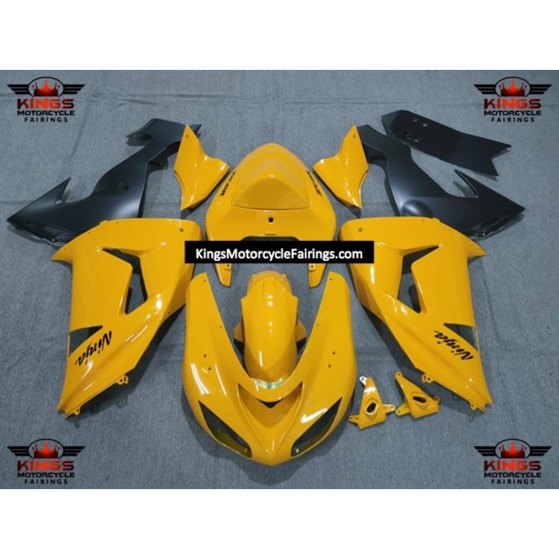 Fairing Kit For A Kawasaki ZX10R (2006-2007) Dark Yellow & Matte Black Clear Windscreen: Free No Seat Cowl No Bolt Kit