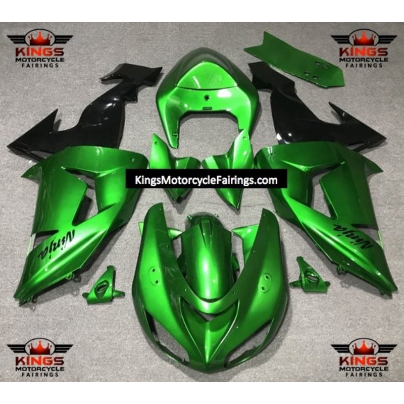 Fairing Kit For A Kawasaki ZX10R (2006-2007) Green & Black Clear Windscreen: Free No Seat Cowl No Bolt Kit