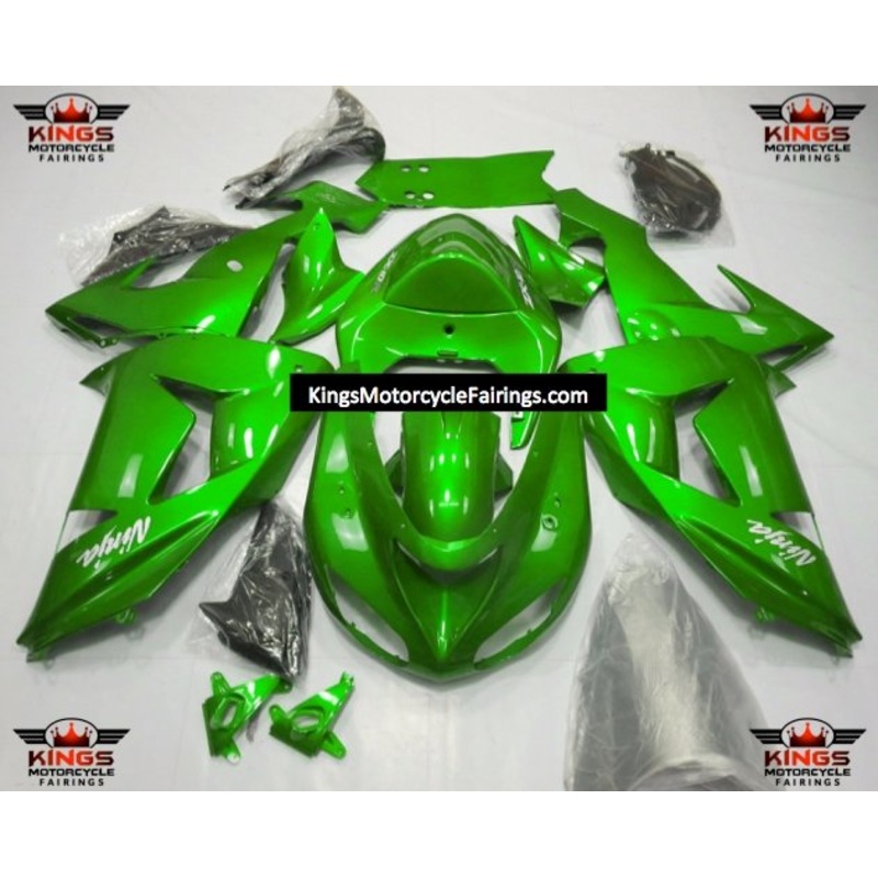 Fairing Kit For A Kawasaki ZX10R (2006-2007) Green Clear Windscreen: Free No Seat Cowl No Bolt Kit