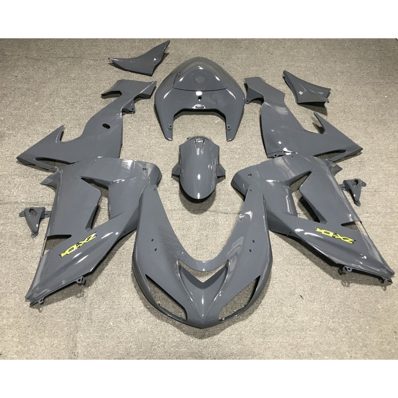 Fairing Kit For A Kawasaki ZX10R (2006-2007) Nardo Gray, Yellow Clear Windscreen: Free No Seat Cowl No Bolt Kit