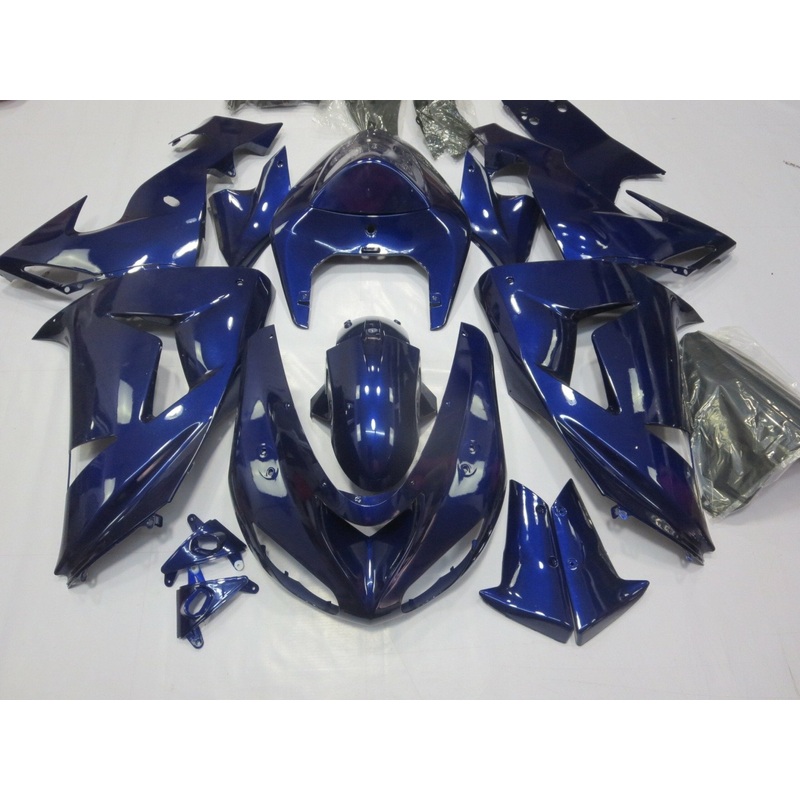 Fairing Kit For A Kawasaki ZX10R (2006-2007) Navy Blue Clear Windscreen: Free No Seat Cowl No Bolt Kit