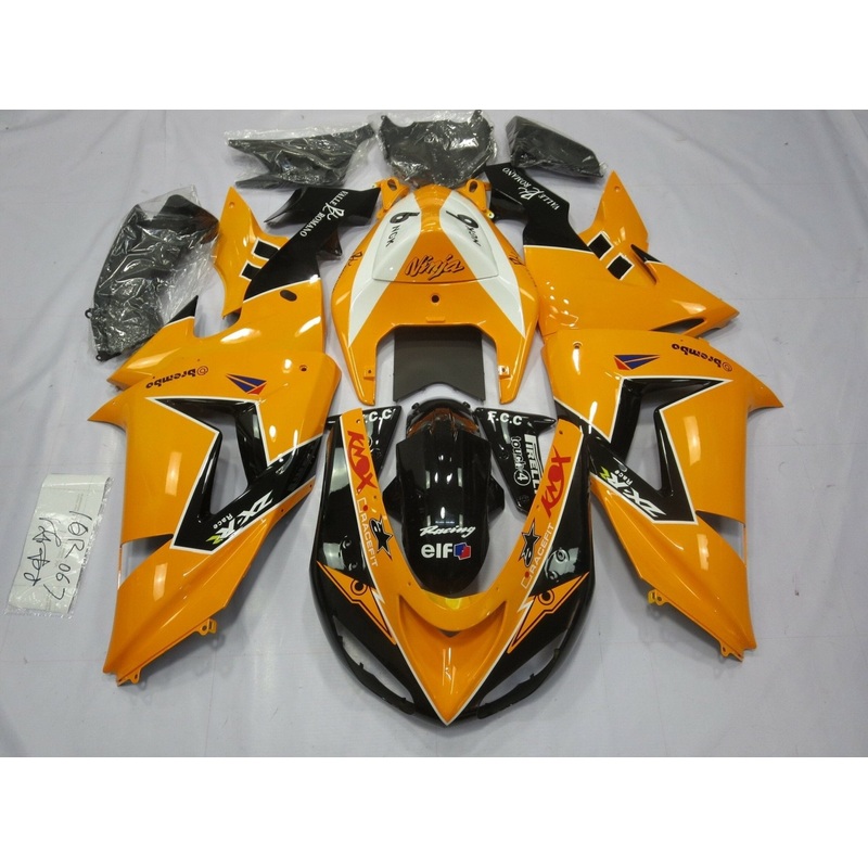 Fairing Kit For A Kawasaki ZX10R (2006-2007) Orange, Black & White Clear Windscreen: Free No Seat Cowl No Bolt Kit