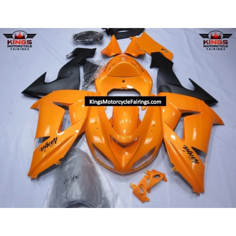 Fairing Kit For A Kawasaki ZX10R (2006-2007) Orange & Matte Black Clear Windscreen: Free No Seat Cowl No Bolt Kit